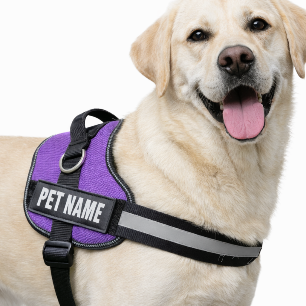 Personalized Dog Harness with Name & Phone Number Purple