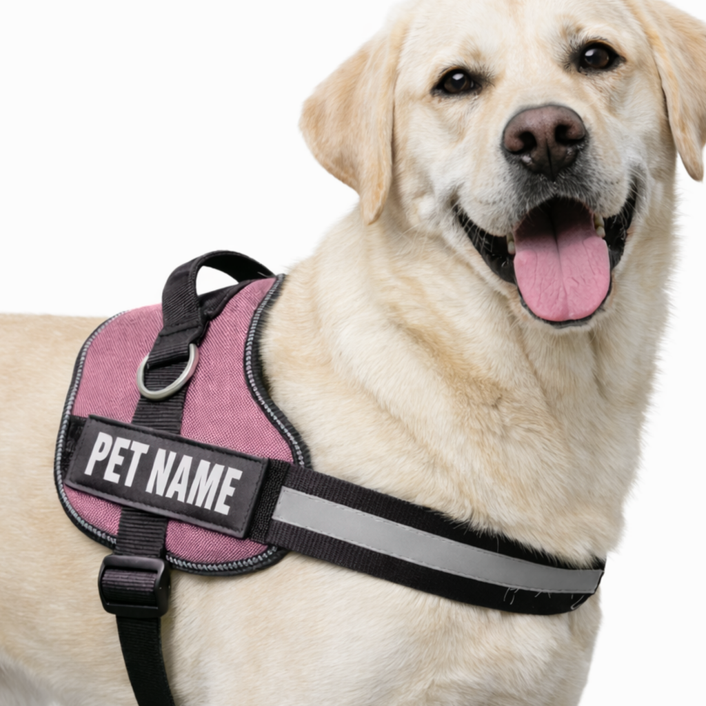 Personalized Dog Harness with Name & Phone Number Light Pink