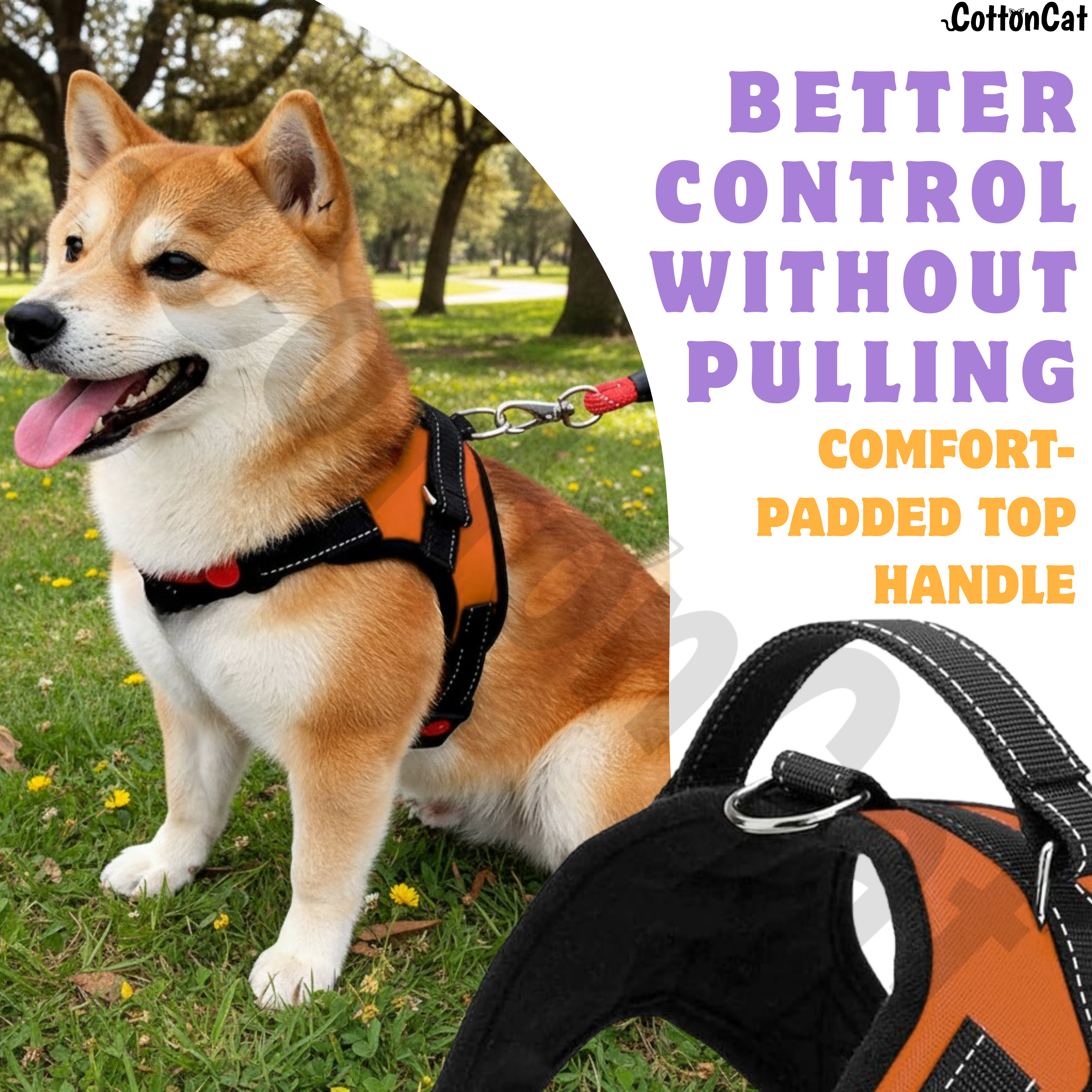 Cat Dog Reflective Harness Orange