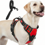 Dog Cat No Pull Harness With Reflective Leash Red