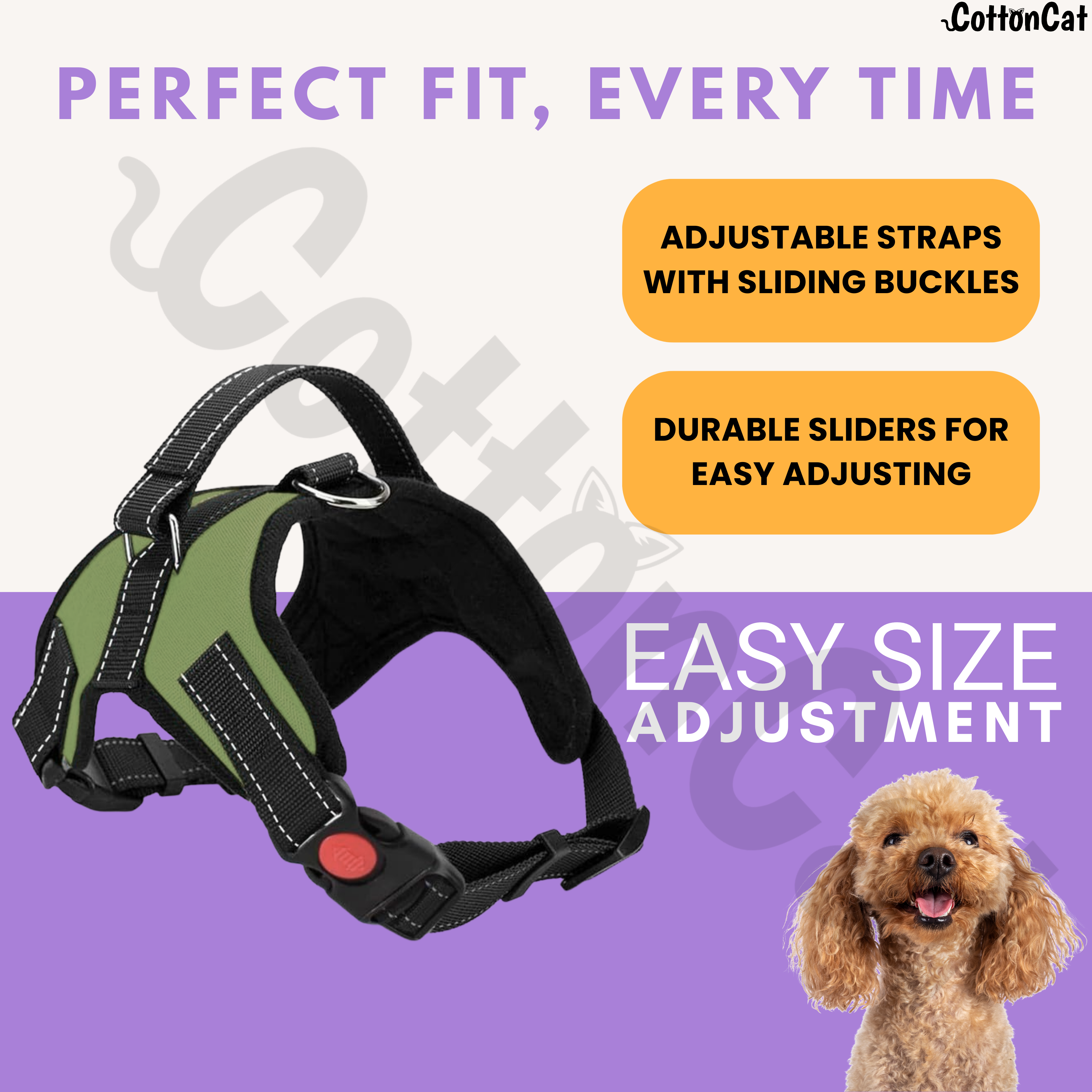 Cat Dog Reflective Harness Green