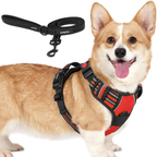 Dog Cat No Pull Harness With Reflective Leash Red