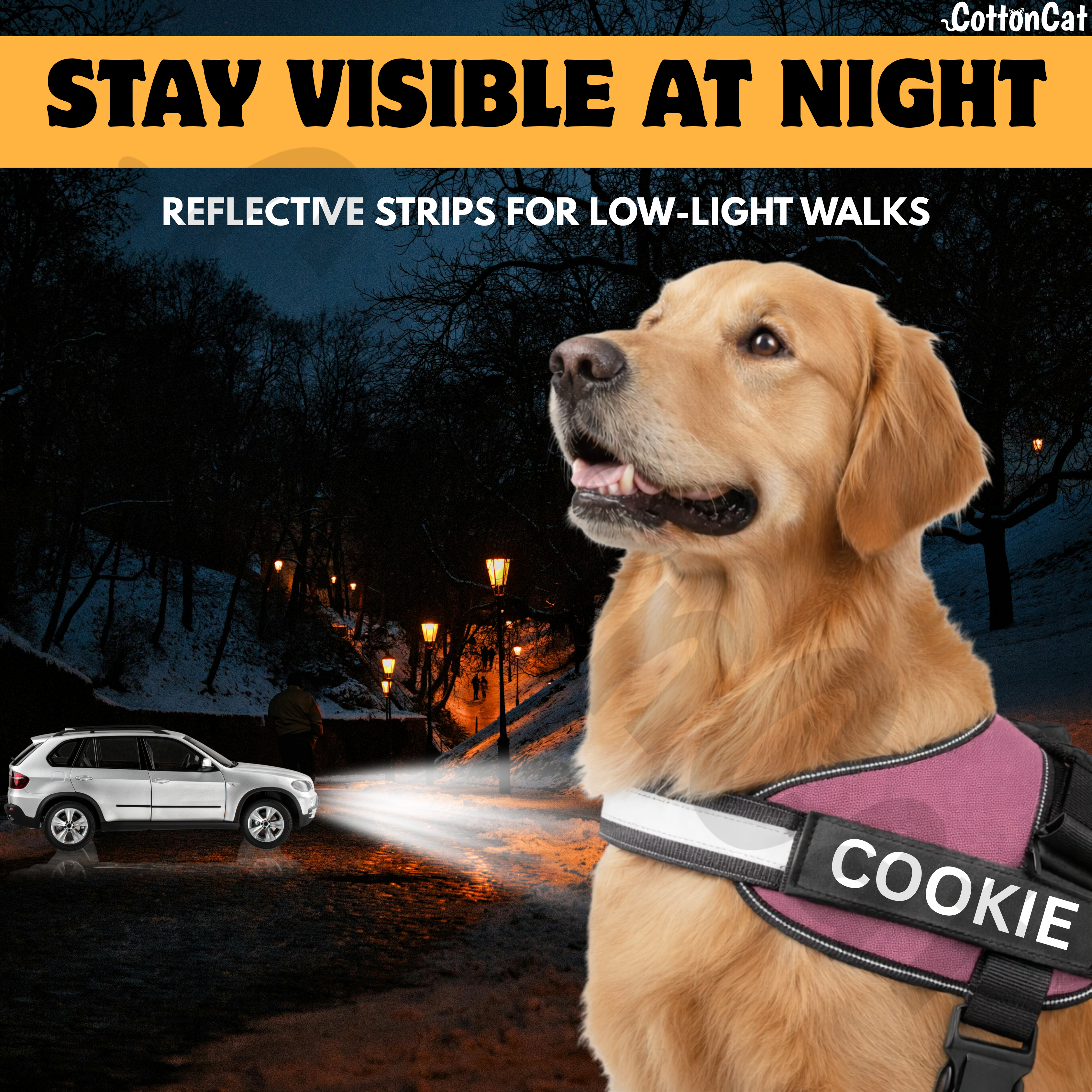 Personalized Dog Harness with Name & Phone Number Light Pink
