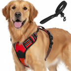Dog Cat No Pull Harness With Reflective Leash Red