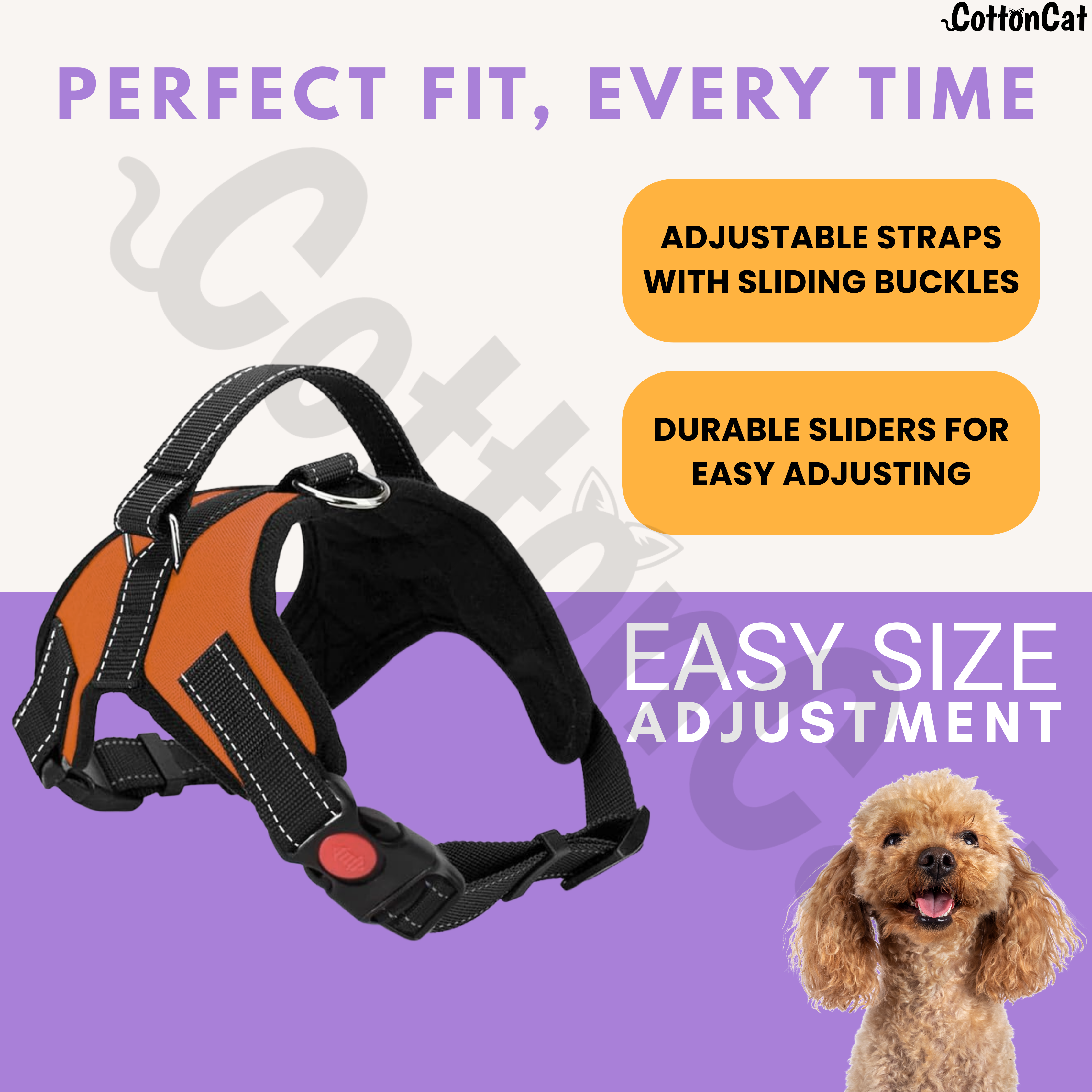 Cat Dog Reflective Harness Orange