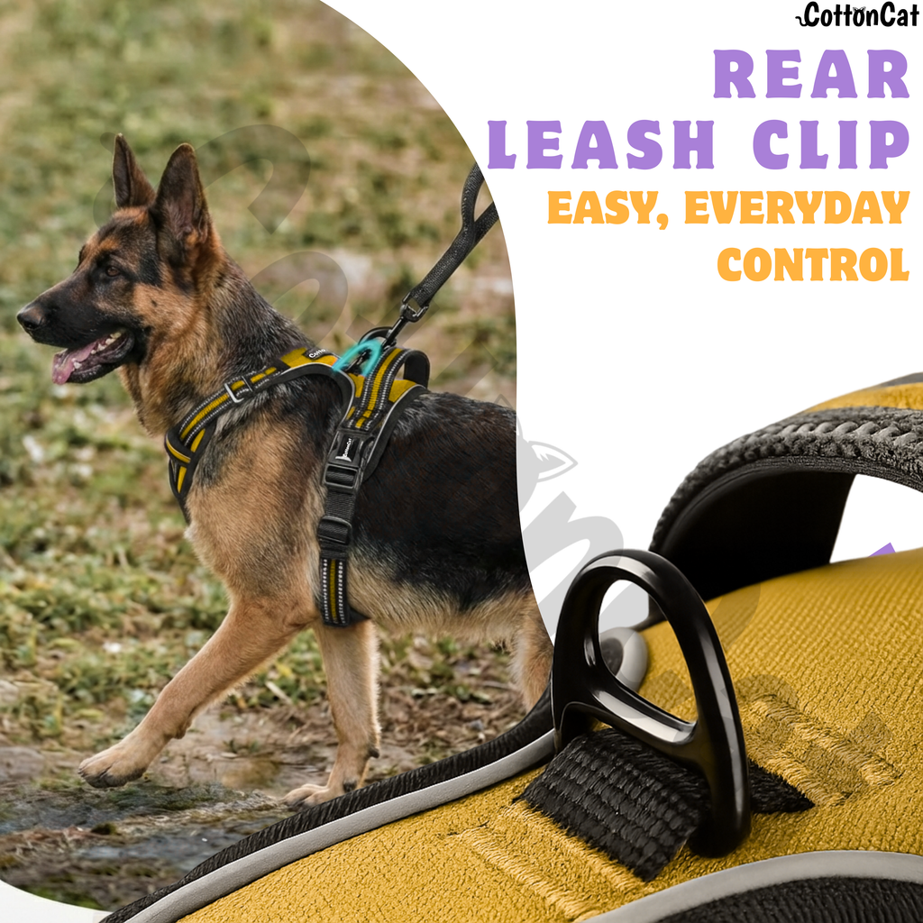 Dog Cat No Pull Harness With Reflective Leash Yellow