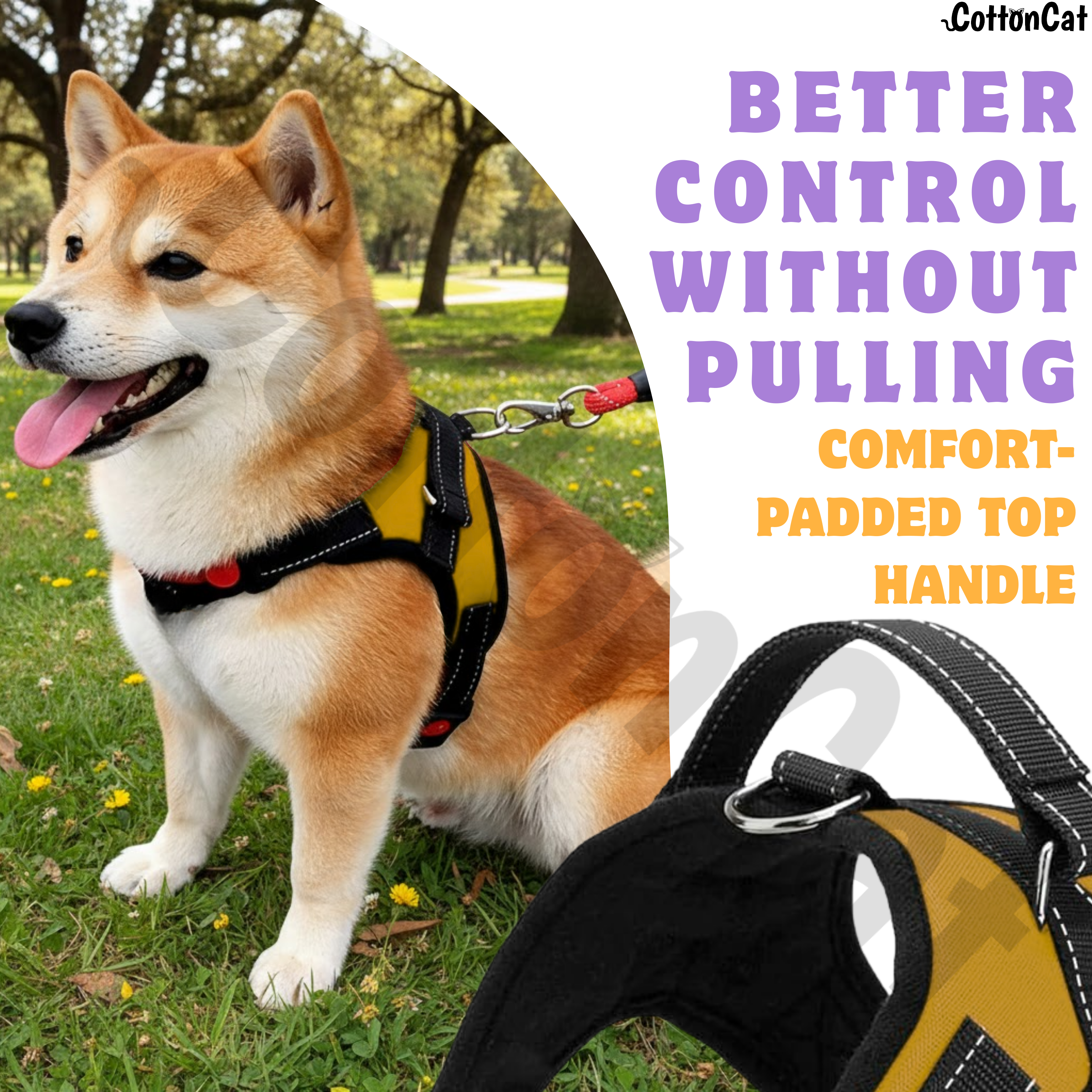 Cat Dog Reflective Harness Yellow
