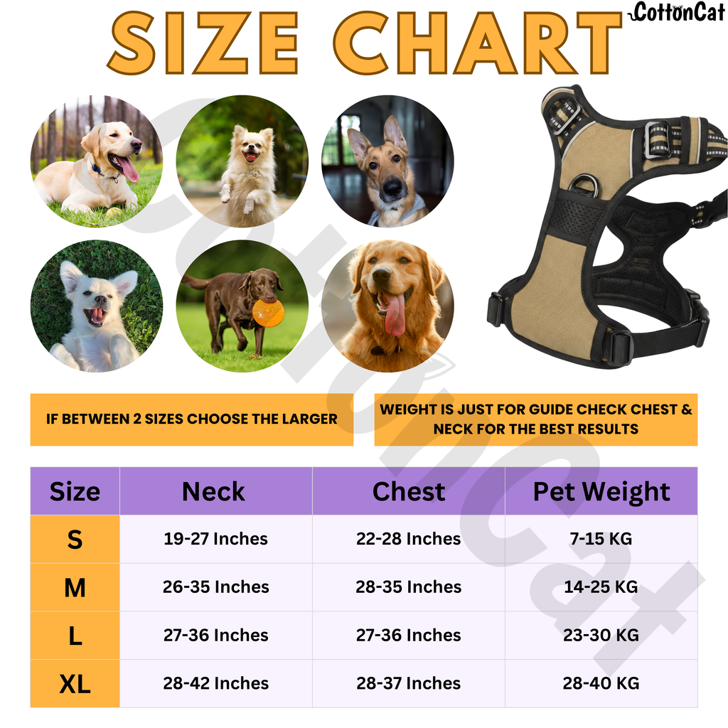 Dog Cat No Pull Harness With Reflective Leash Beige