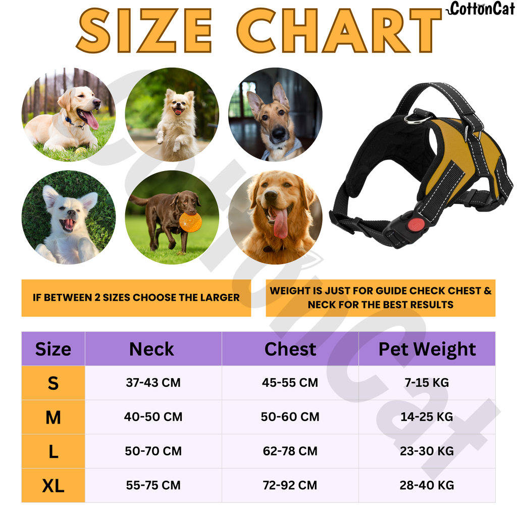 Cat Dog Reflective Harness Yellow