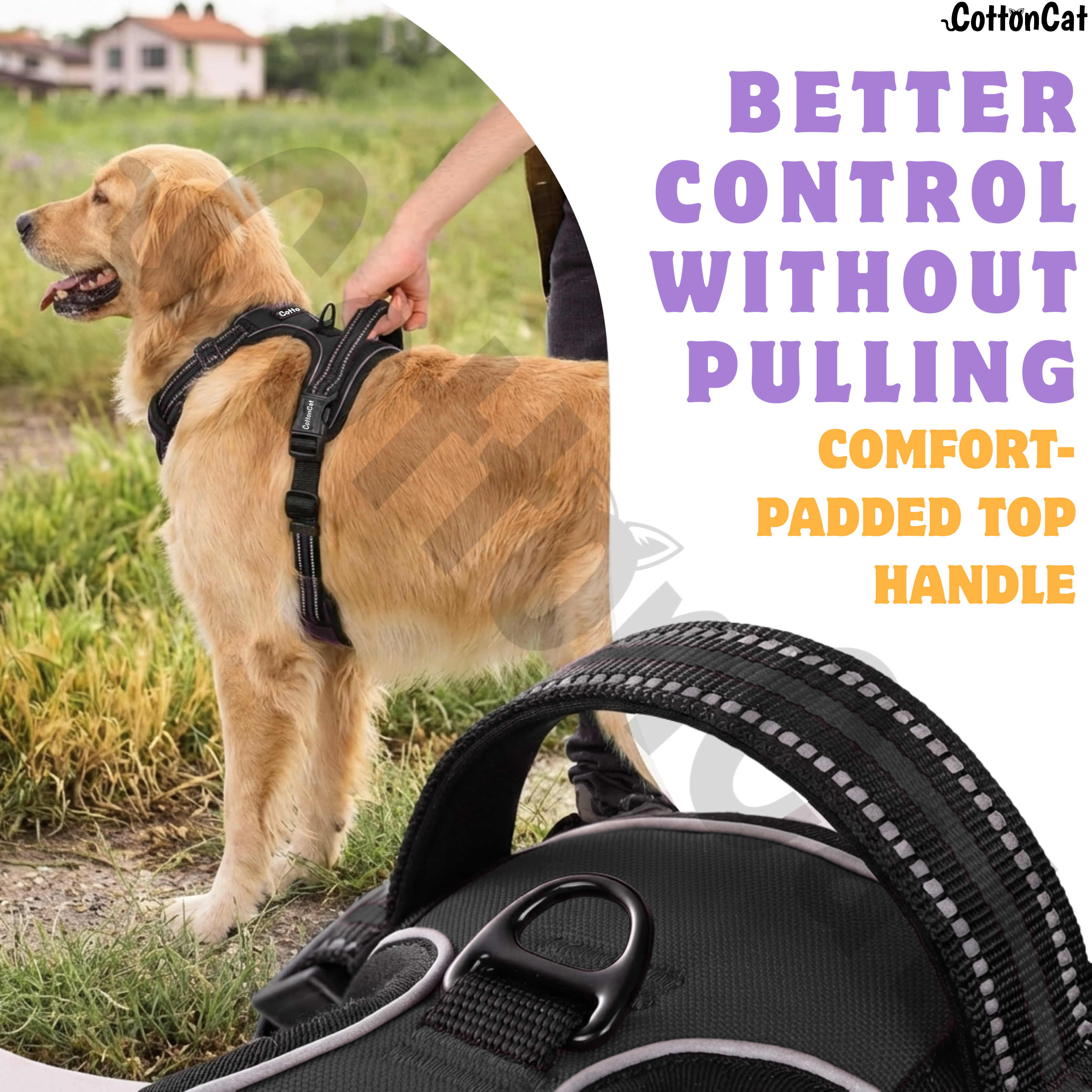 Dog Cat No Pull Harness With Reflective Leash Black