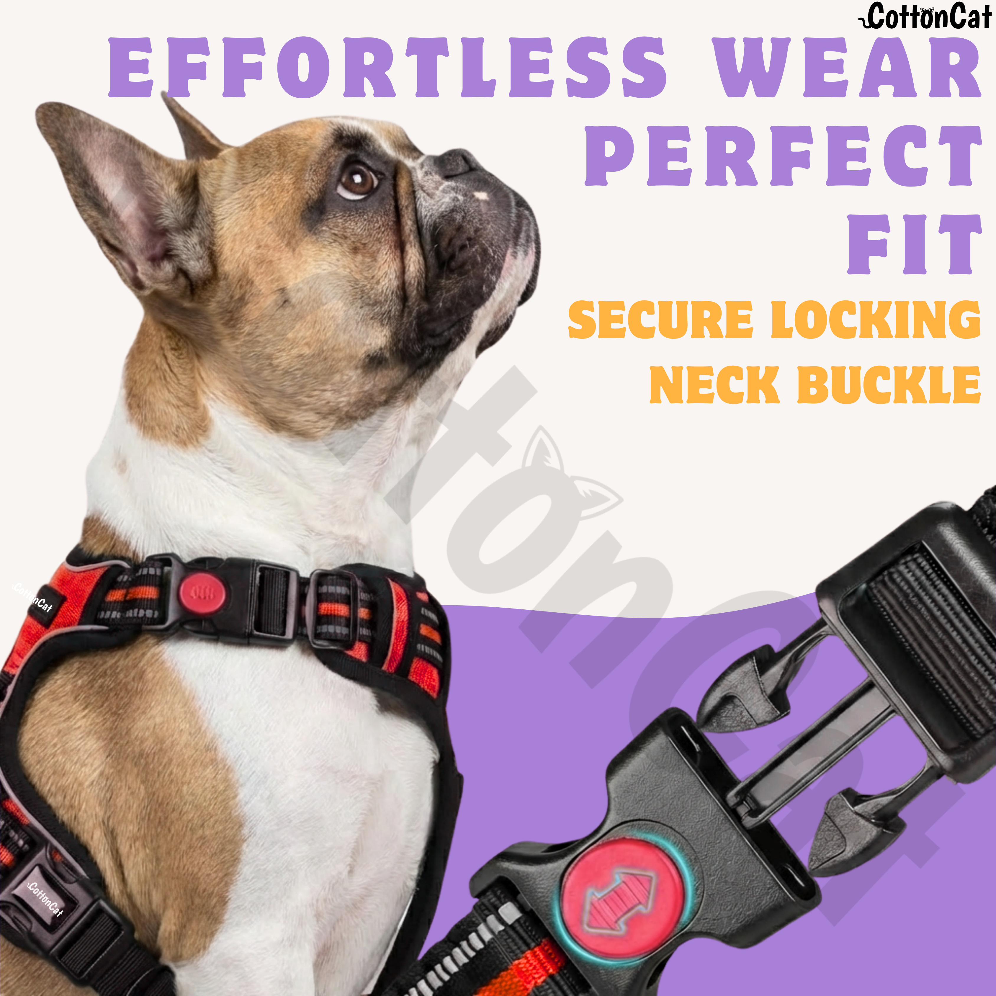 Dog Cat No Pull Harness With Reflective Leash Red