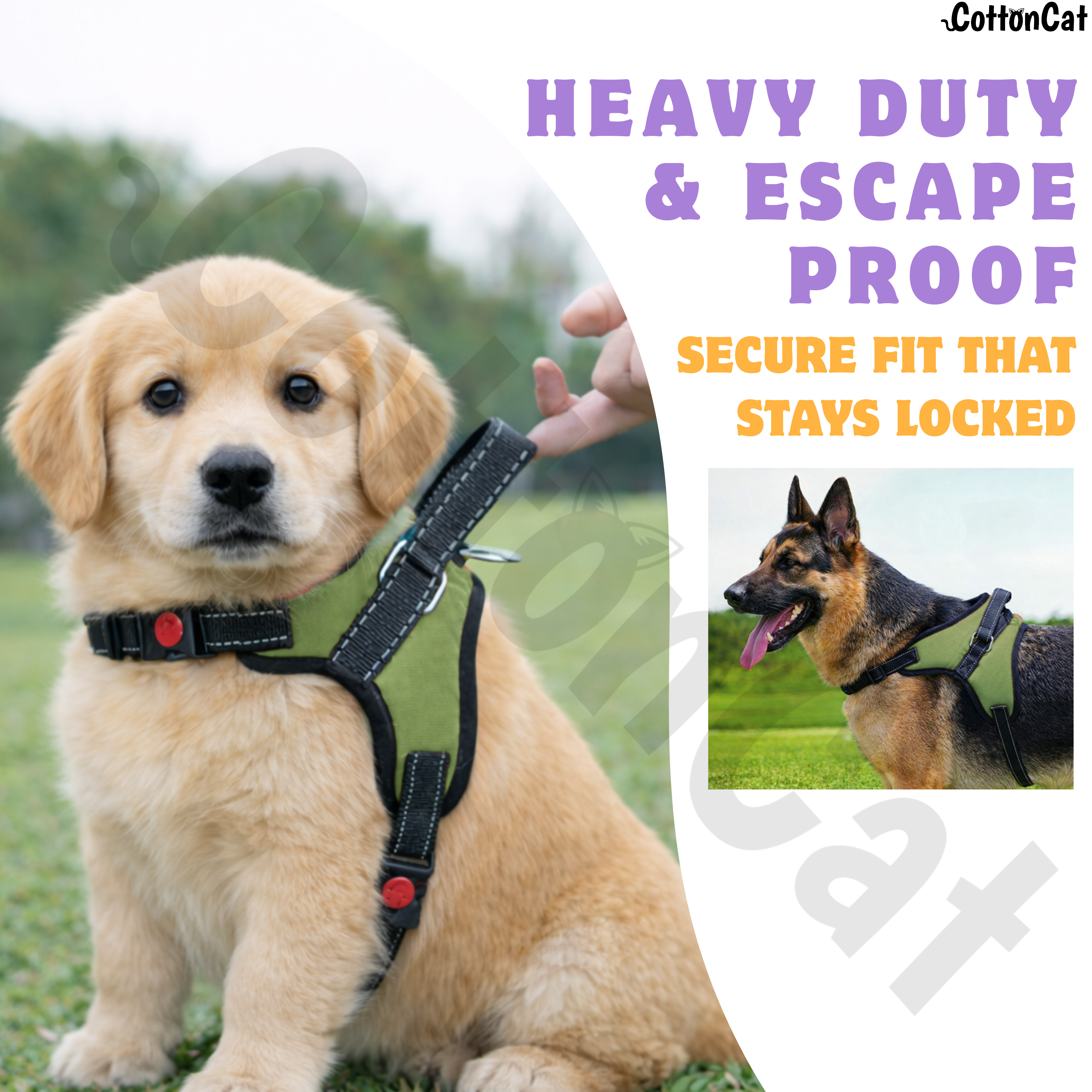 Cat Dog Reflective Harness Green