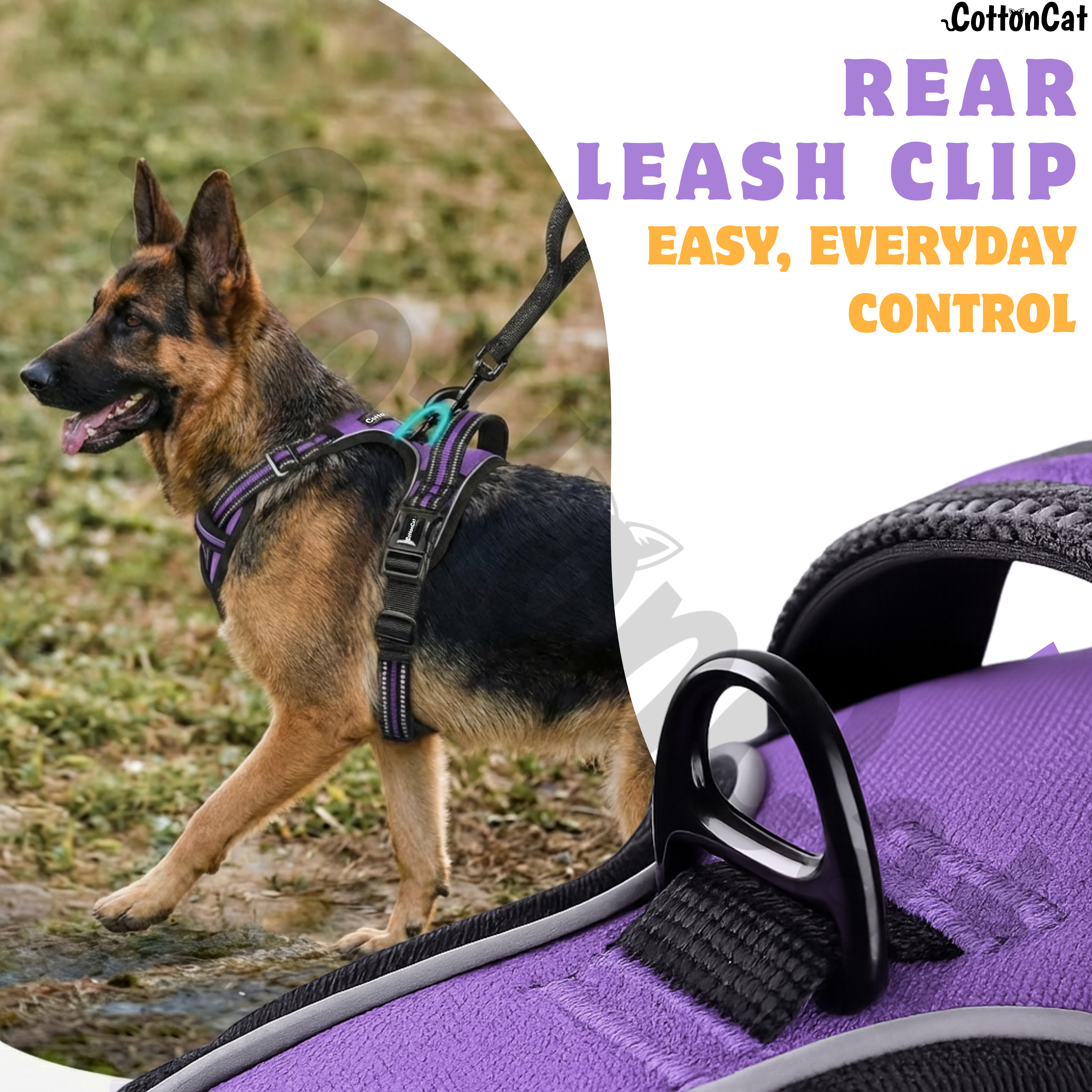 Dog Cat No Pull Harness With Reflective Leash Purple