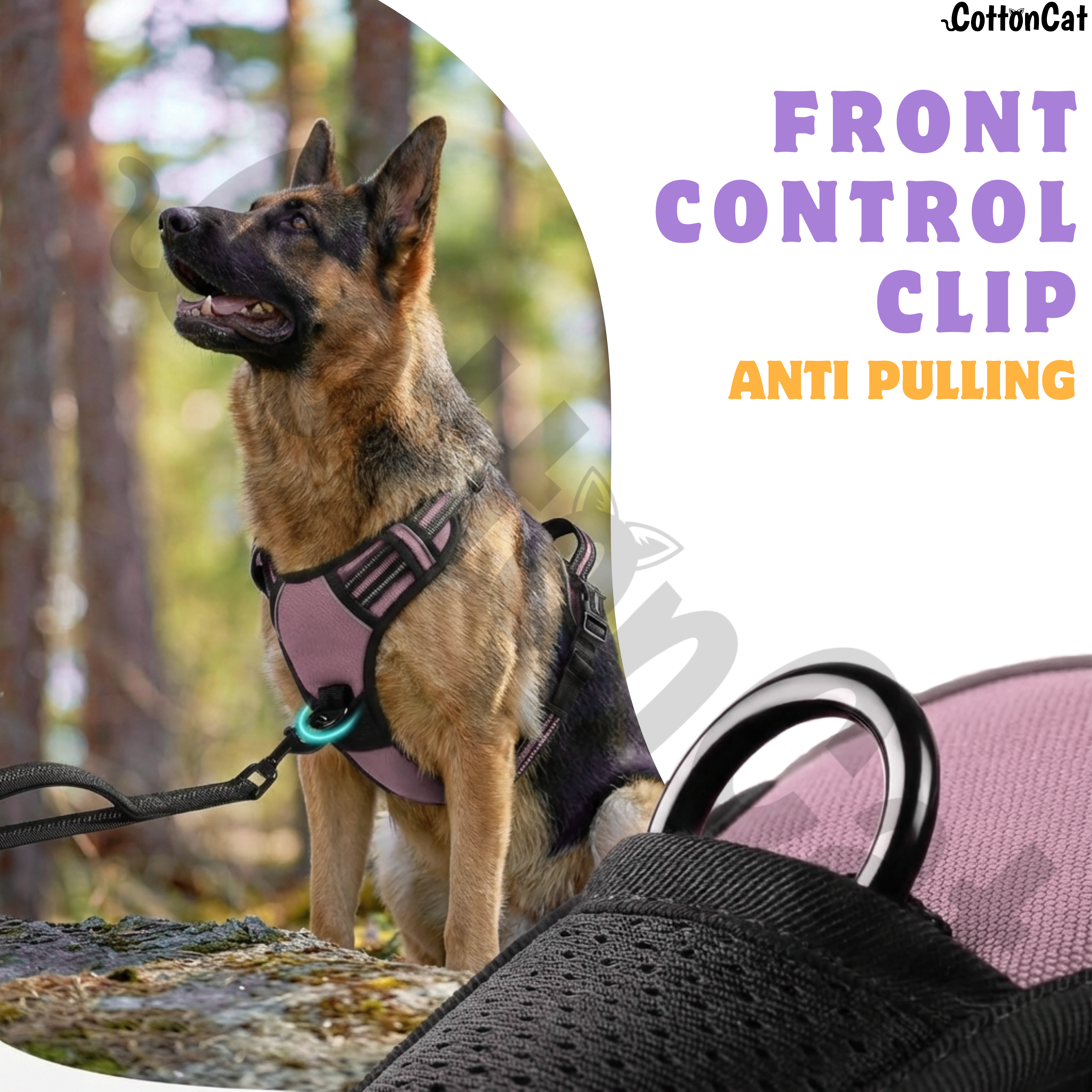 Dog Cat No Pull Harness With Reflective Leash Pink