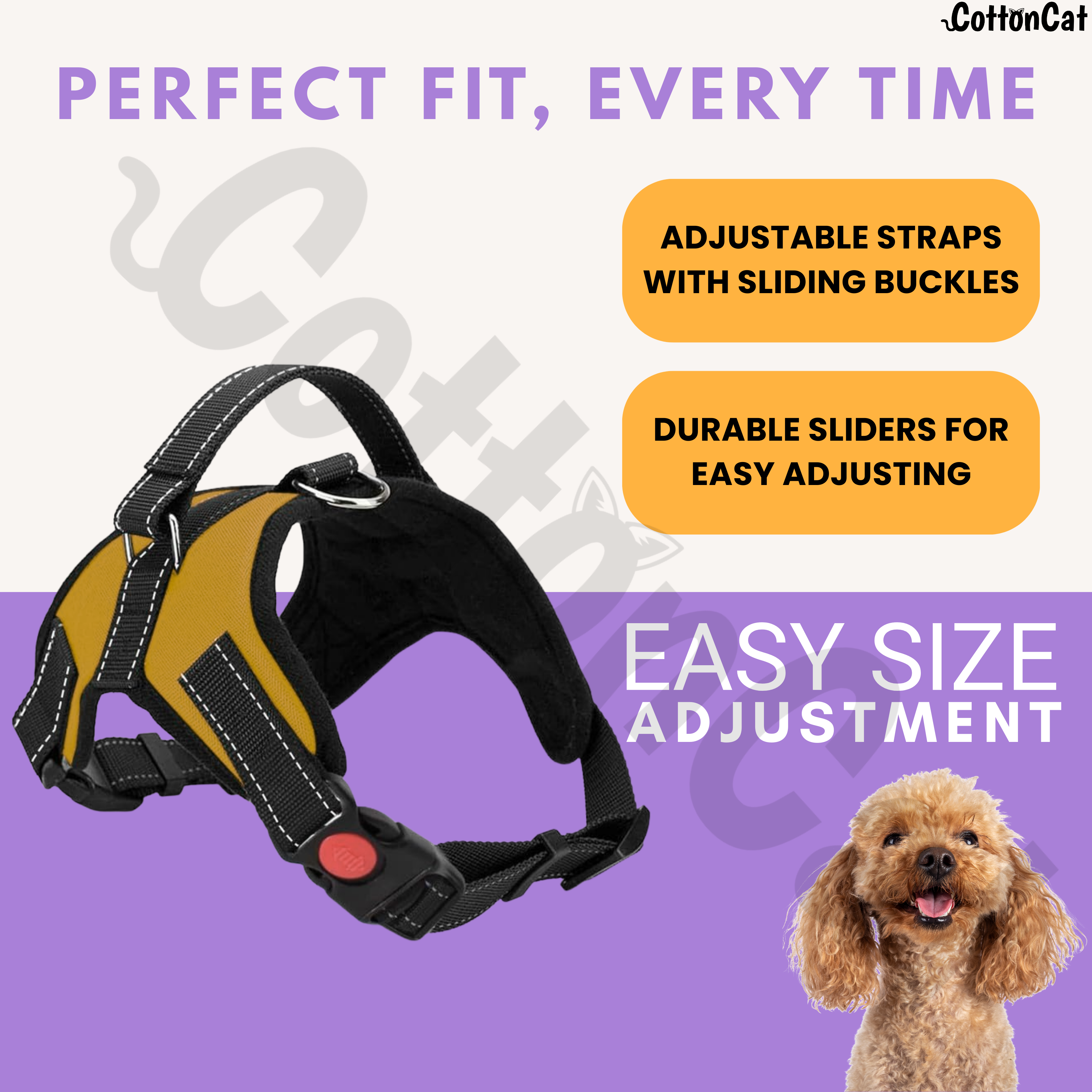 Cat Dog Reflective Harness Yellow