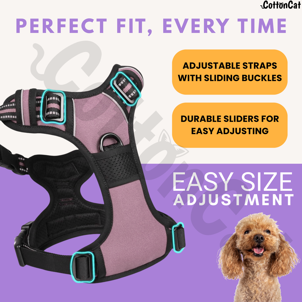 Dog Cat No Pull Harness With Reflective Leash Pink